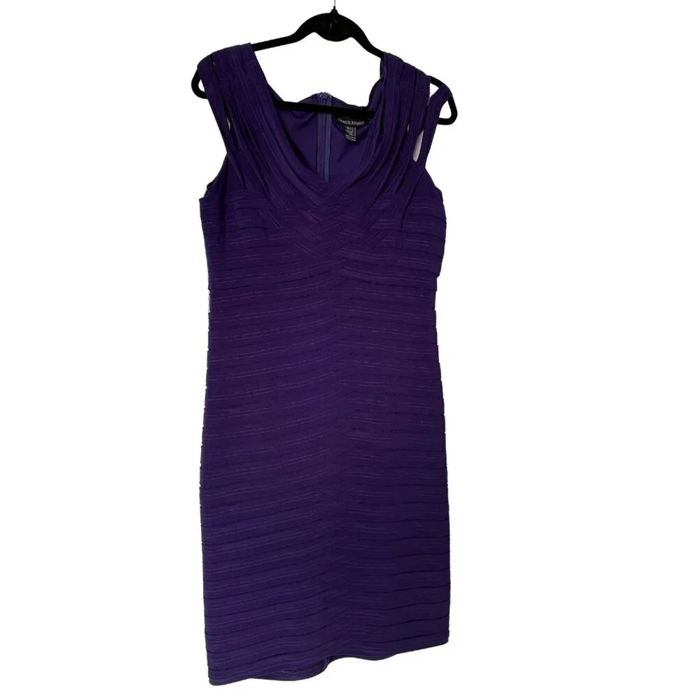 👗 2 fo $30 | Purple Layered Cocktail Dress | Frank Lyman | Great Condition - Picture 2 of 7